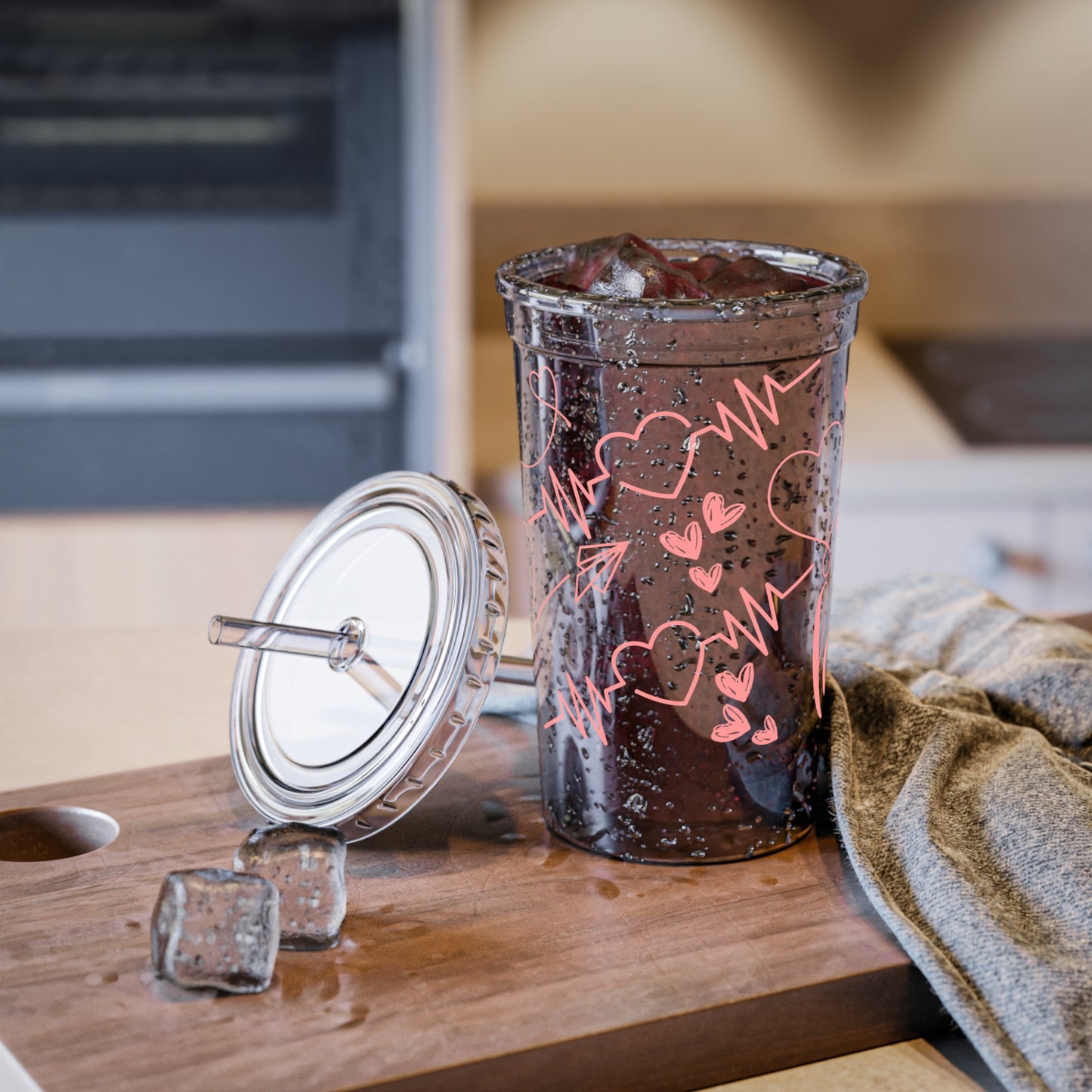 Heartfelt Acrylic Cup with Straw - Perfect for Love Celebrations
