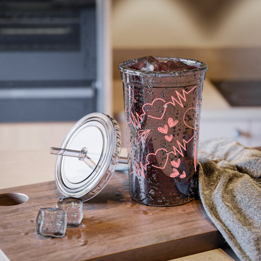 Heartfelt Acrylic Cup with Straw - Perfect for Love Celebrations