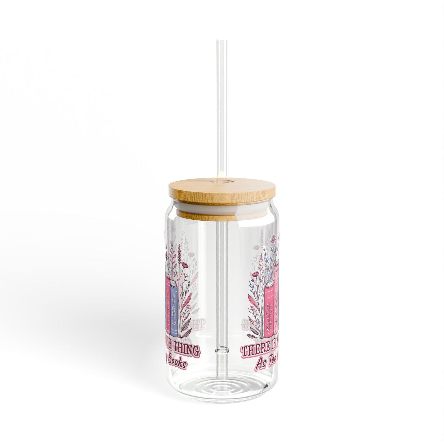 Book Lover Sipper Glass 16oz Drinkware for Readers, Eco-Friendly Straw, Perfect for Bookworms