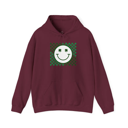 St. Patrick's Day Green Checker Smiley Hoodie