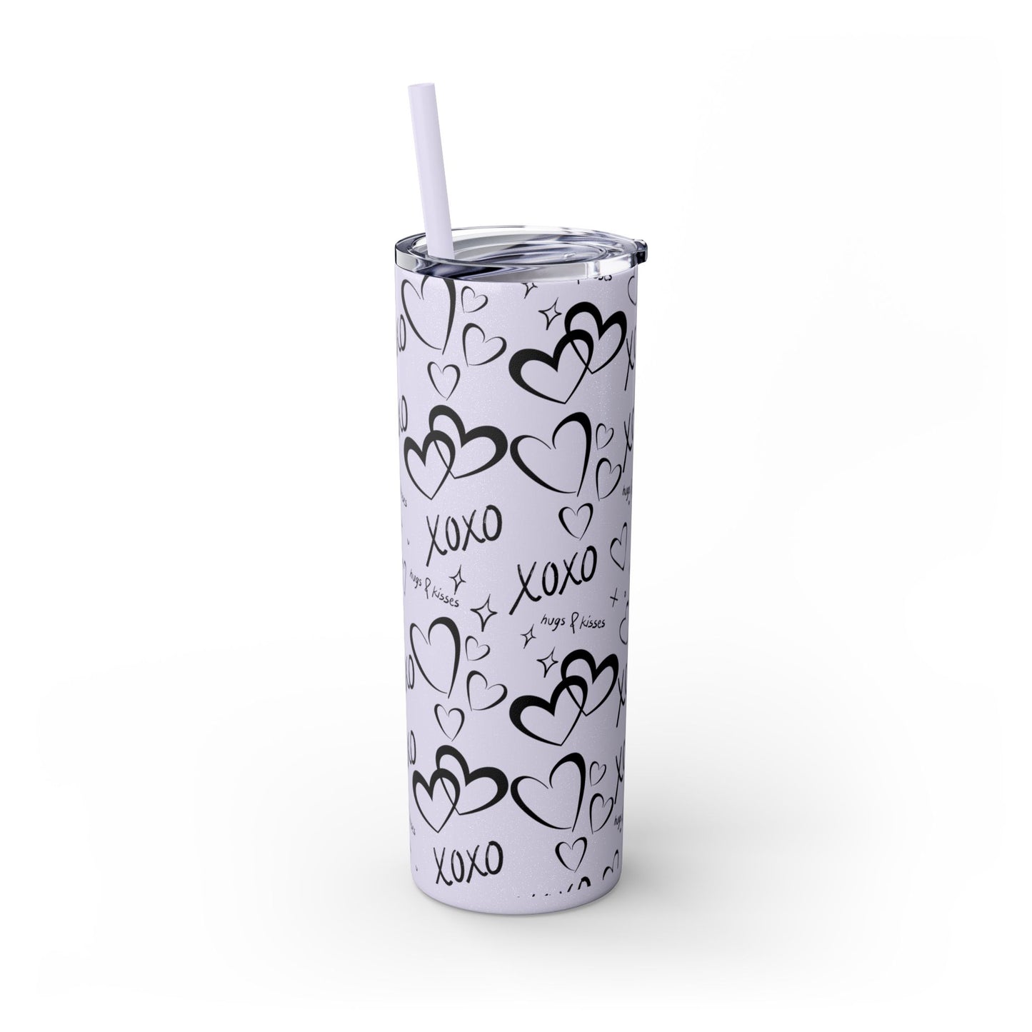 XOXO Hearts Skinny Tumbler with Straw - 20oz Love-Themed Drinkware