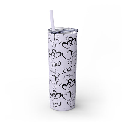 XOXO Hearts Skinny Tumbler with Straw - 20oz Love-Themed Drinkware
