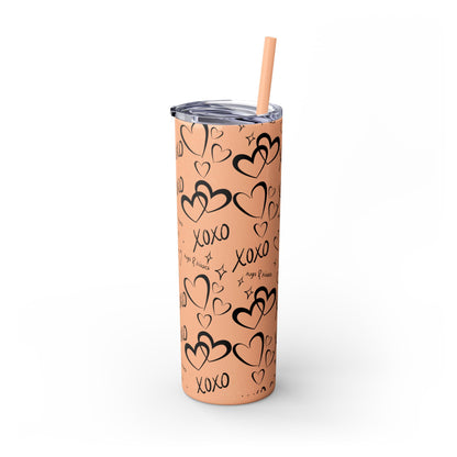 XOXO Hearts Skinny Tumbler with Straw - 20oz Love-Themed Drinkware