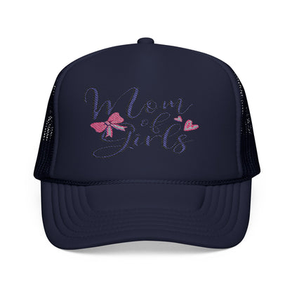 Mom of Girls Embroidered Foam Trucker Hat