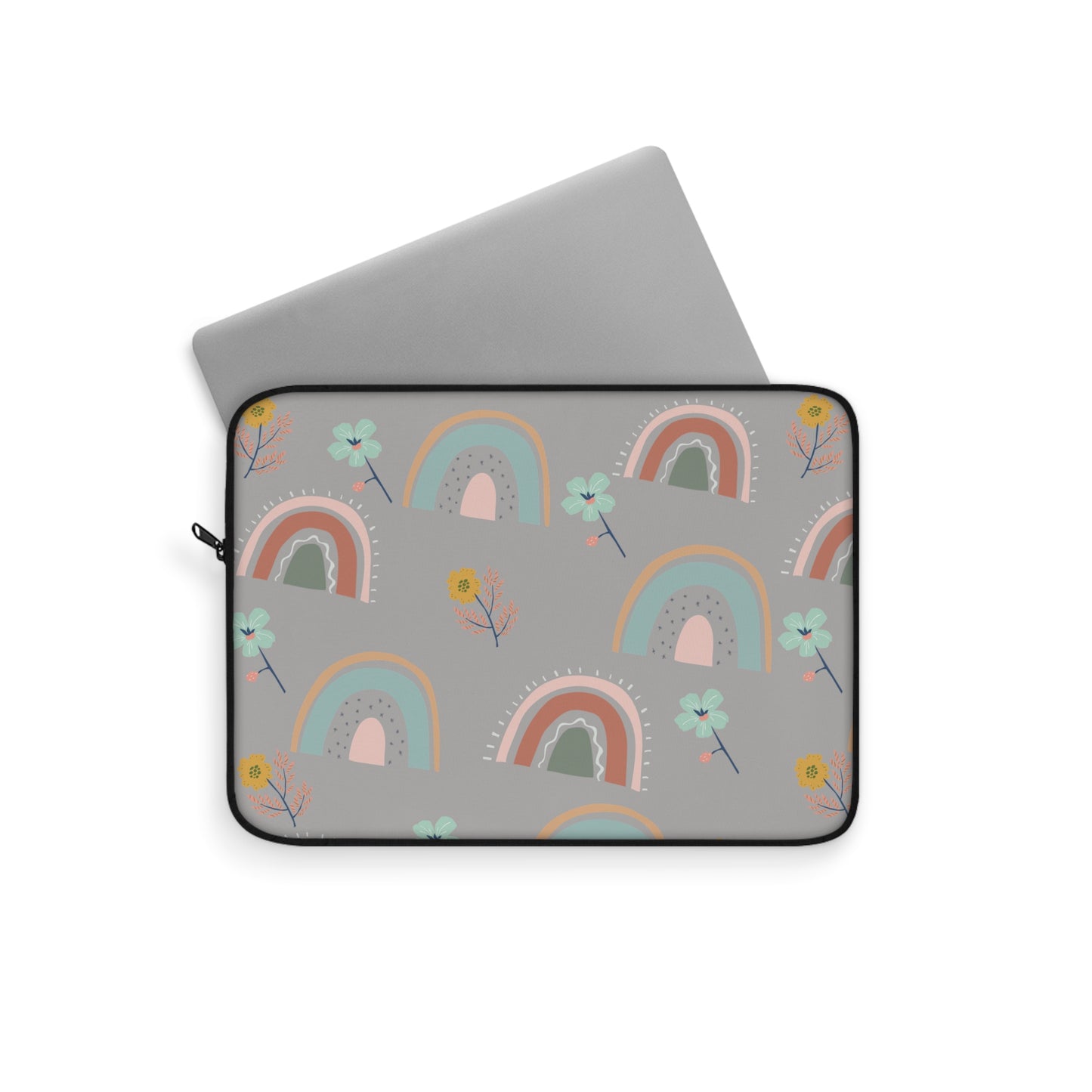 Colorful Rainbow Laptop Sleeve - Cute Floral Design for Everyday Use