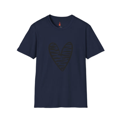 Zebra Heart Unisex Softstyle T-Shirt - Trendy Casual Wear for Animal Lovers