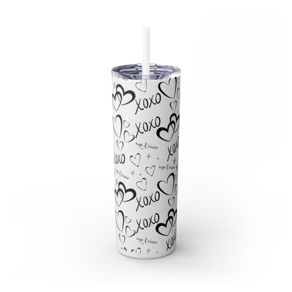 XOXO Hearts Skinny Tumbler with Straw - 20oz Love-Themed Drinkware