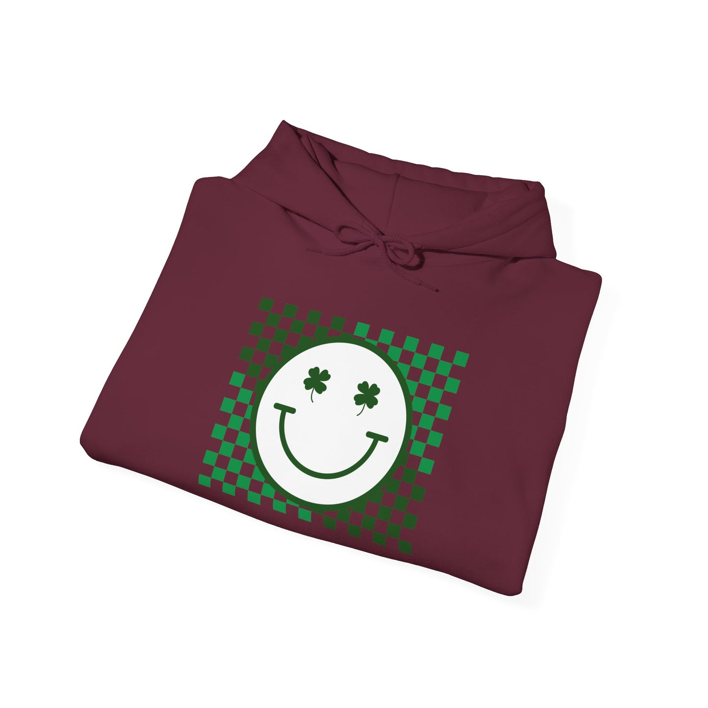 St. Patrick's Day Green Checker Smiley Hoodie