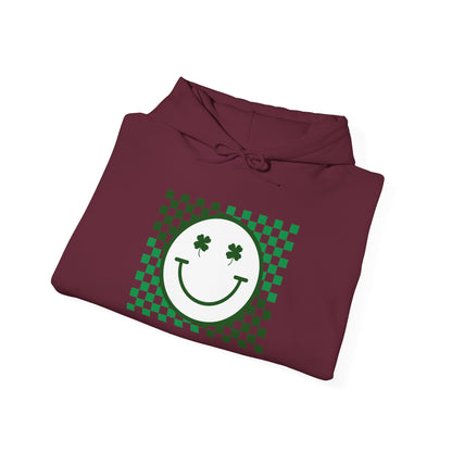 St. Patrick's Day Green Checker Smiley Hoodie
