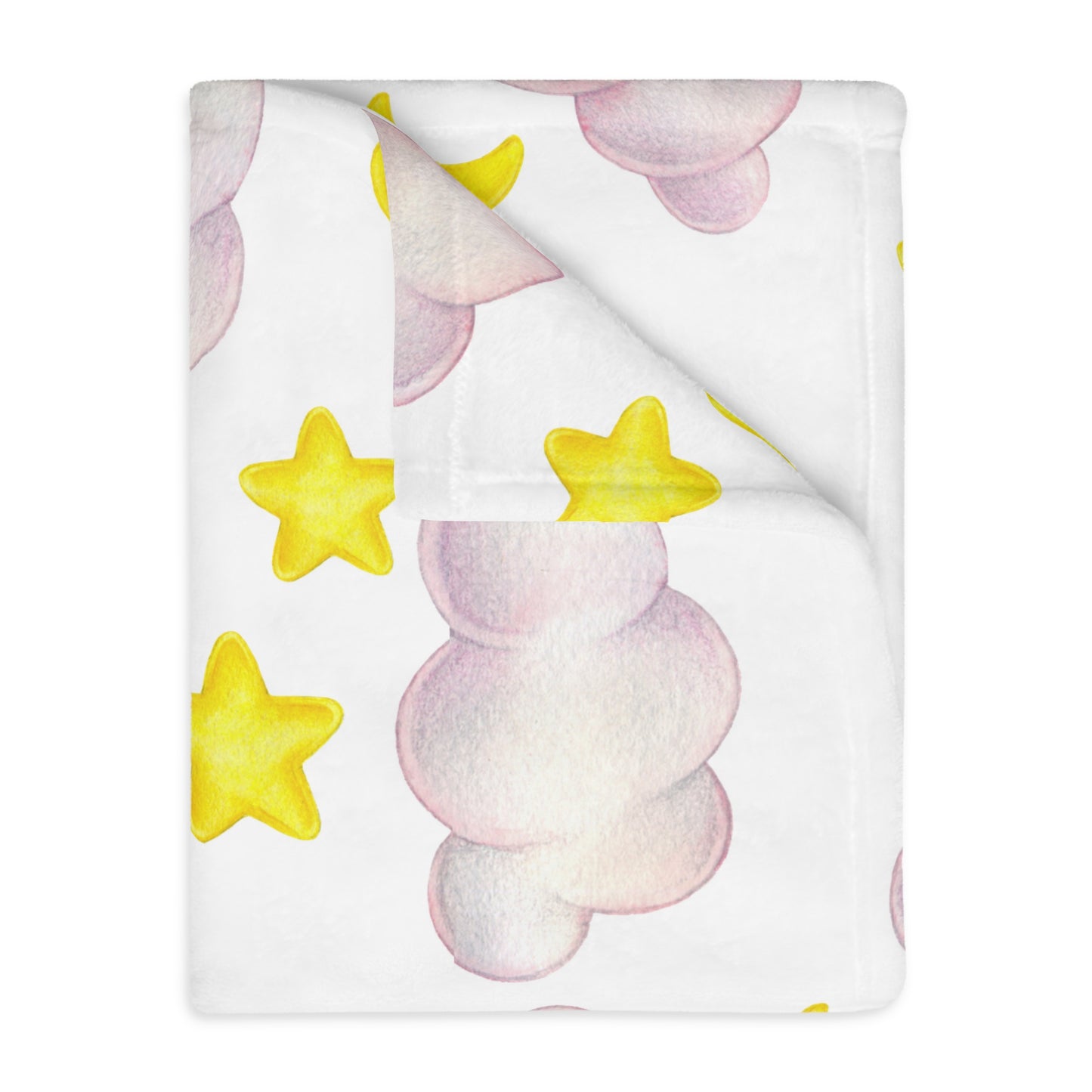Cozy Celestial Microfiber Blanket - Two-Sided Cloud & Star Print