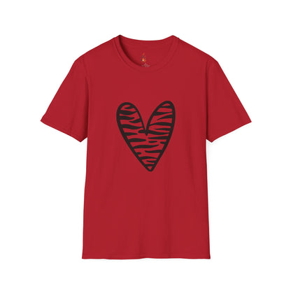 Zebra Heart Unisex Softstyle T-Shirt - Trendy Casual Wear for Animal Lovers