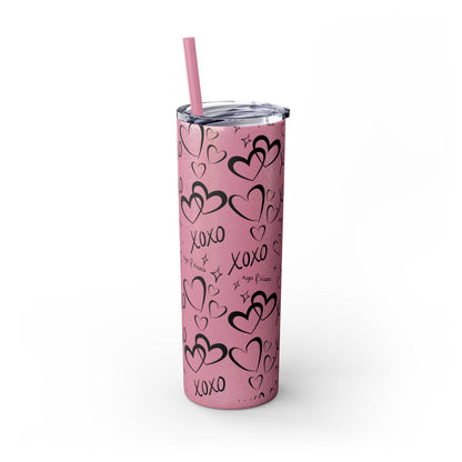 XOXO Hearts Skinny Tumbler with Straw - 20oz Love-Themed Drinkware