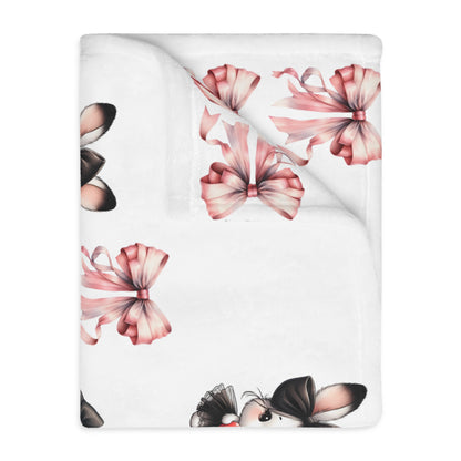 Cute Bunny Love Velveteen Blanket - Two-Sided Print for Cozy Decor