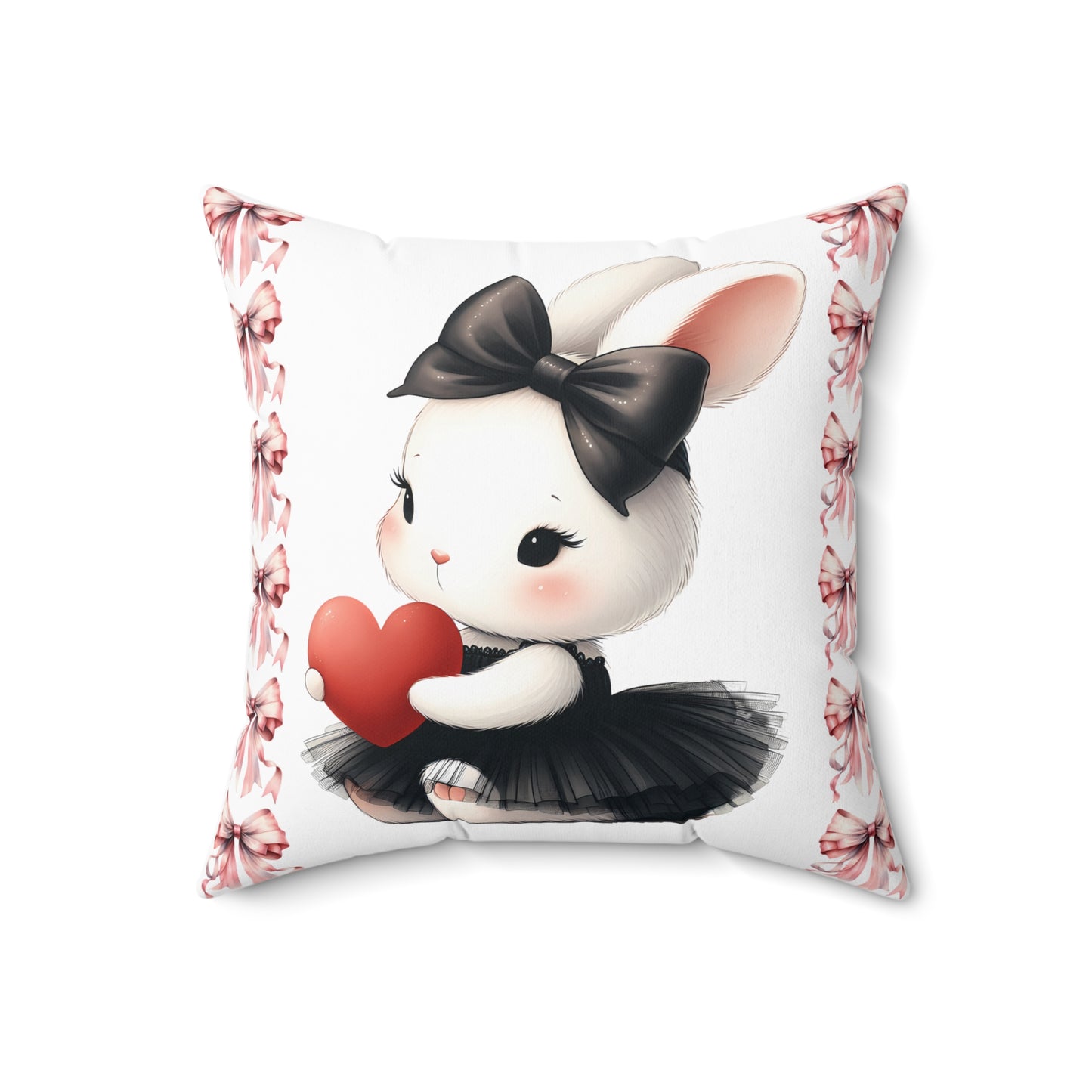 Cute Bunny Love Square Pillow - Adorable Home Decor for Kids & Spring Celebrations