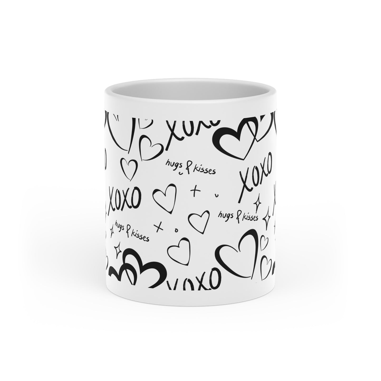 Heart-Shaped Mug with Hugs & Kisses - Perfect Gift for Love and Friendship