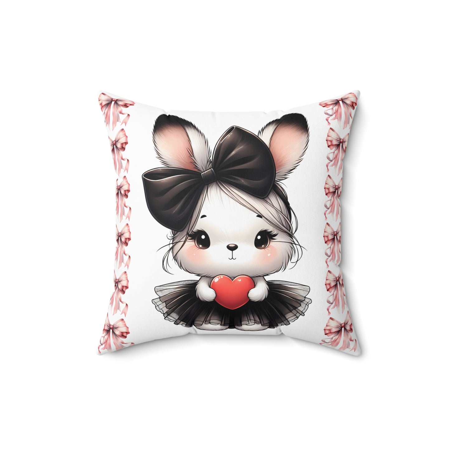 Adorable Bunny Love Square Pillow - Cute Rabbit Design for Kids' Rooms & Cozy Decor