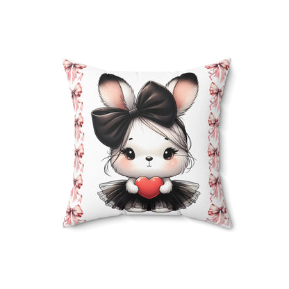 Adorable Bunny Love Square Pillow - Cute Rabbit Design for Kids' Rooms & Cozy Decor