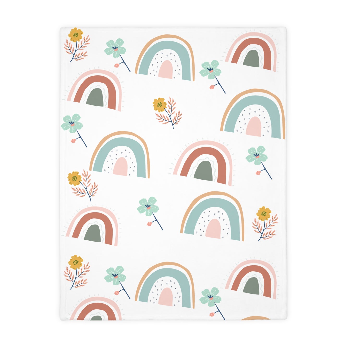 Colorful Rainbow Floral Velveteen Blanket - Cozy Two-Sided Print for All Seasons