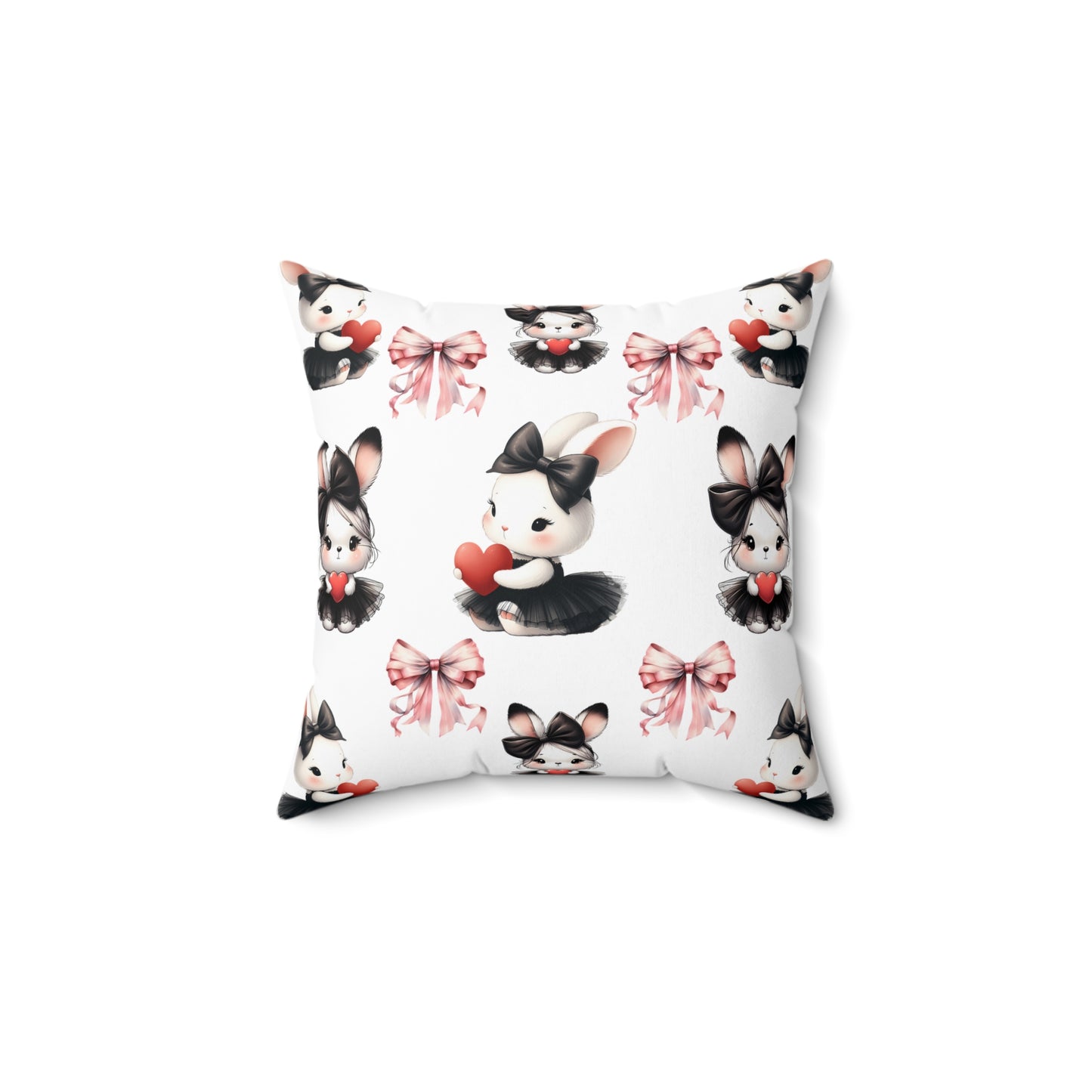 Cute Bunny Love Square Pillow - Adorable Home Decor for Kids & Spring Celebrations