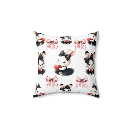 Cute Bunny Love Square Pillow - Adorable Home Decor for Kids & Spring Celebrations
