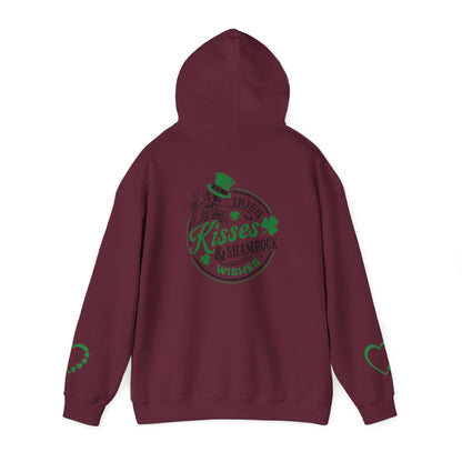 St. Patrick's Day Love Hoodie - Irish Kisses & Shamrock Wishes Sweatshirt