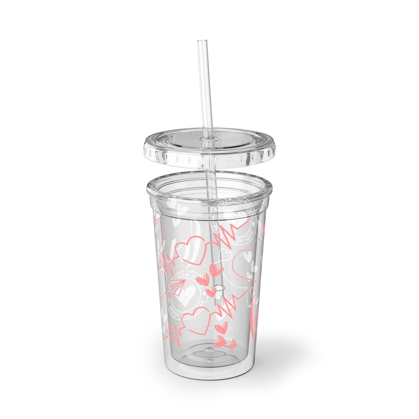 Heartfelt Acrylic Cup with Straw - Perfect for Love Celebrations