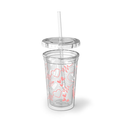 Heartfelt Acrylic Cup with Straw - Perfect for Love Celebrations