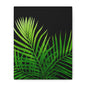 Tropical Leaf Matte Canvas Wall Art with a black background