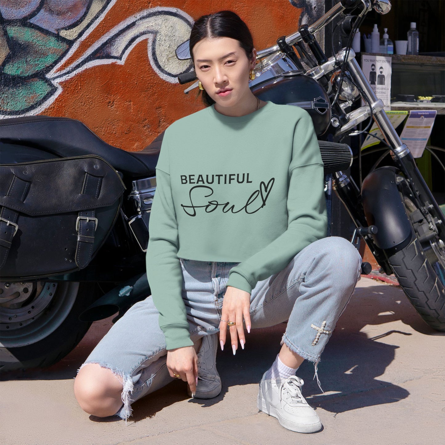 Beautiful Soul Women's Cropped Sweatshirt - Trendy Fashion for Self-Love & Positivity