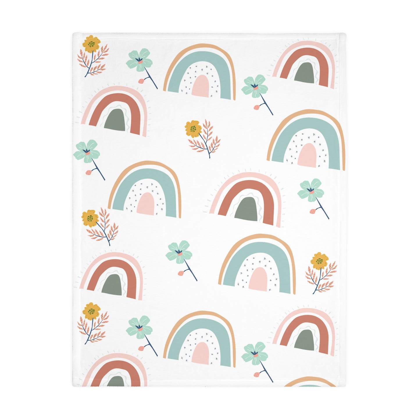Colorful Rainbow Floral Velveteen Blanket - Cozy Two-Sided Print for All Seasons