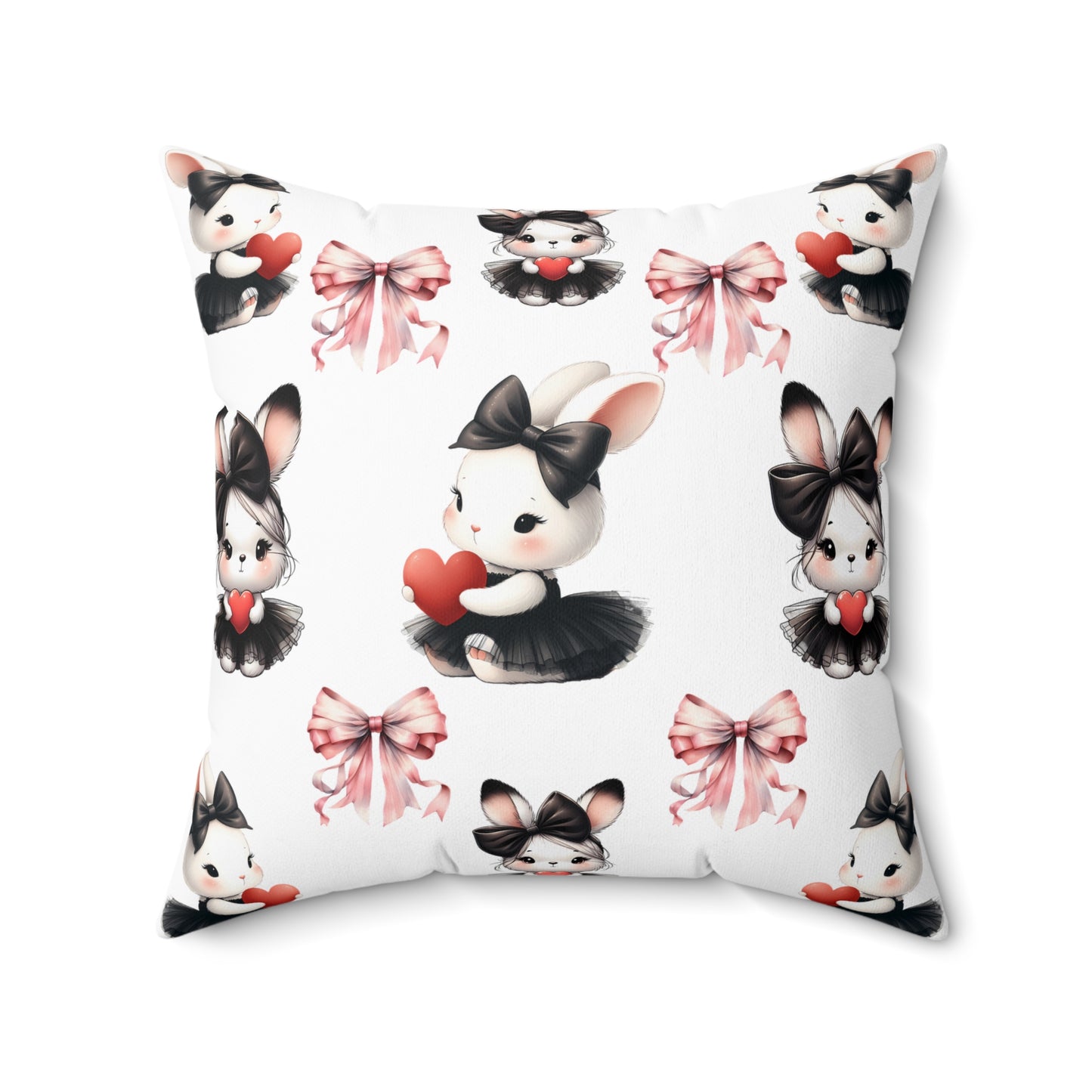 Cute Bunny Love Square Pillow - Adorable Home Decor for Kids & Spring Celebrations