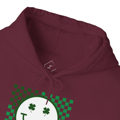 St. Patrick's Day Green Checker Smiley Hoodie