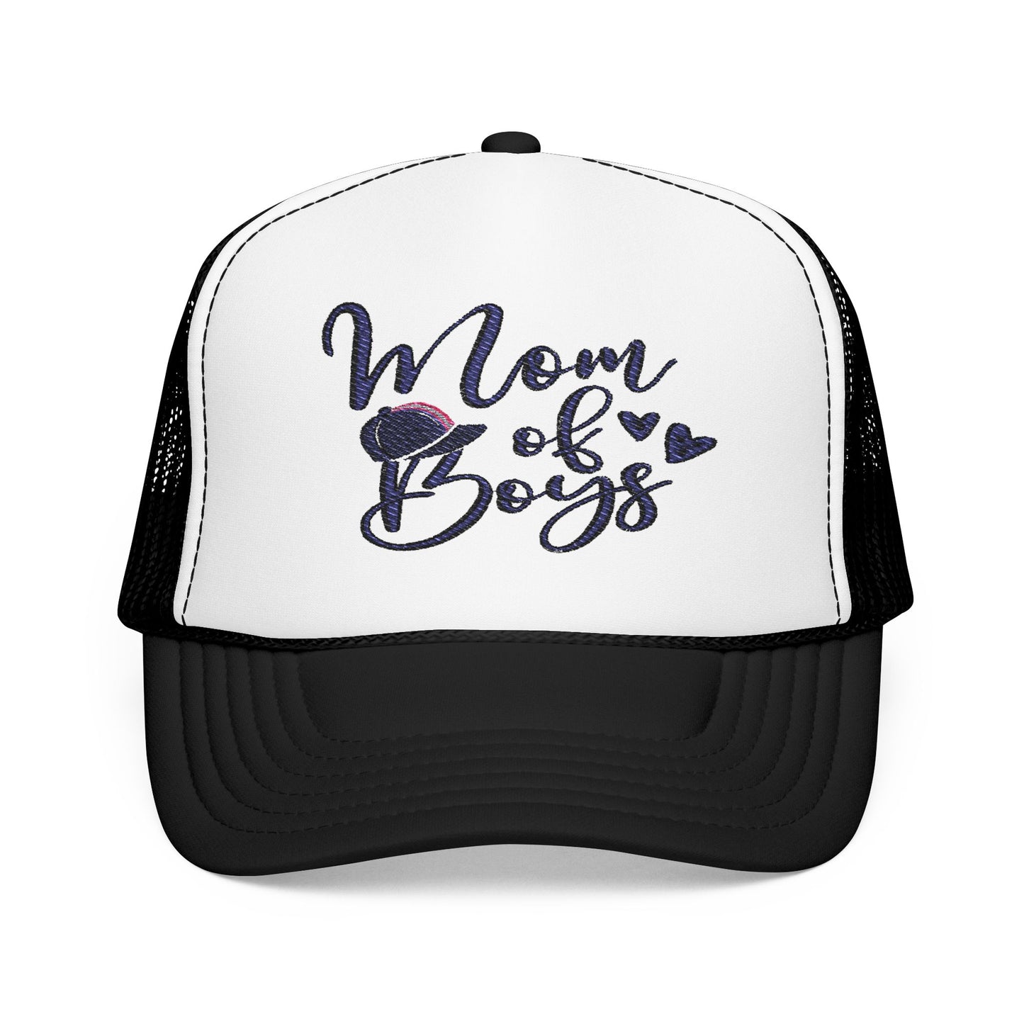 Mom of Boys Embroidered Foam Trucker Hat