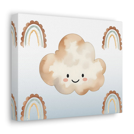 Whimsical Cloud Canvas Gallery Wraps - Playful Wall Art with Rainbows