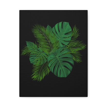 Canvas Art Palm Leaves with a black background