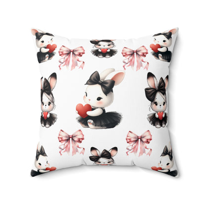 Adorable Bunny Love Square Pillow - Cute Rabbit Design for Kids' Rooms & Cozy Decor