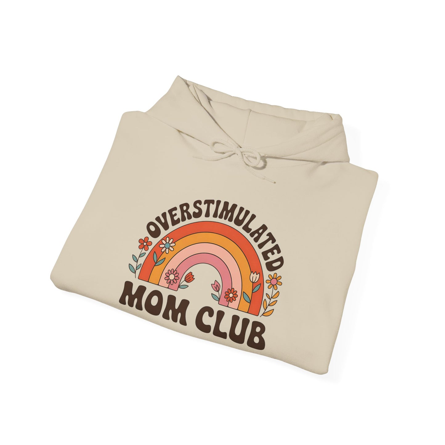 Overstimulated Mom Club Hoodie — Retro Rainbow Mom Sweatshirt