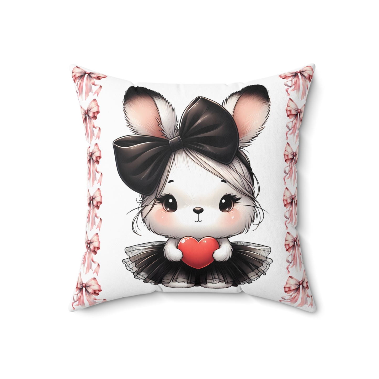 Adorable Bunny Love Square Pillow - Cute Rabbit Design for Kids' Rooms & Cozy Decor