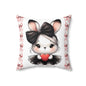 Adorable Bunny Love Square Pillow - Cute Rabbit Design for Kids' Rooms & Cozy Decor