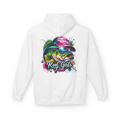"Reel Girls Fish" Hoodie -  Midweight Fleece for Fishing Enthusiasts