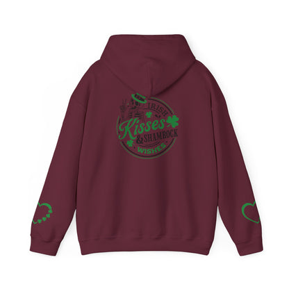 St. Patrick's Day Love Hoodie - Irish Kisses & Shamrock Wishes Sweatshirt